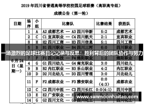 一场激烈的足球比赛日记记录与反思：胜利背后的团队协作与努力